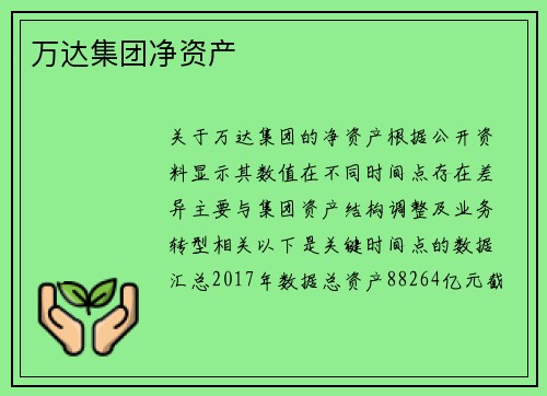万达集团净资产 万达集团净资产