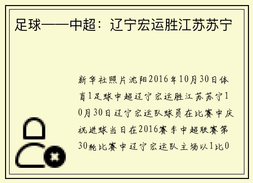 足球——中超：辽宁宏运胜江苏苏宁